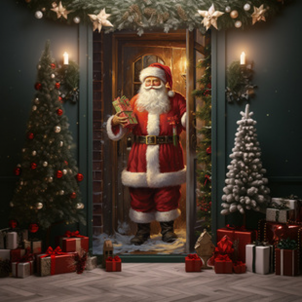 Cross border hot selling door curtain Christmas style