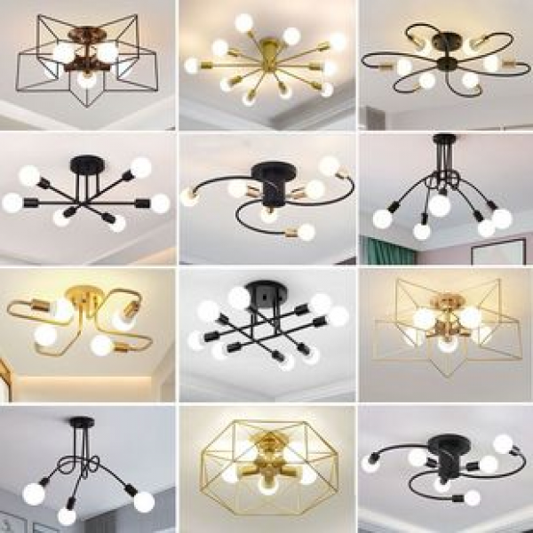 Nordic bedroom ceiling light multi head modern minimalist room living room light creative iron branch pendant light cross-border wholesale