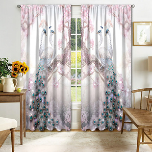 2PCS Christmas curtain factory distributes 3D digital printing cross-border Amazon curtain hot selling patterns