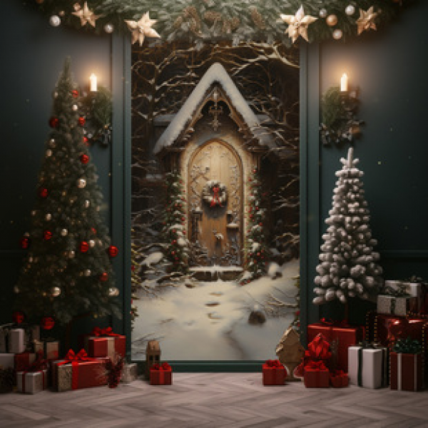 Cross border hot selling door curtain Christmas style