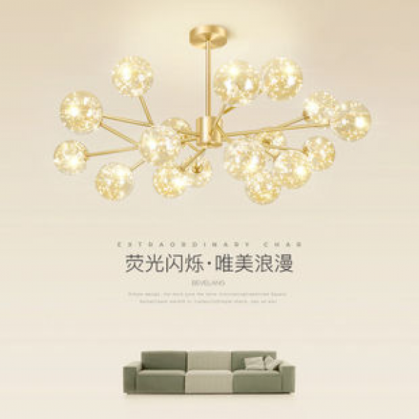 Postmodern living room pendant light, grand, luxurious, simple, Nordic dining room bedroom crystal lighting fixtures, internet famous magic bean molecular lights