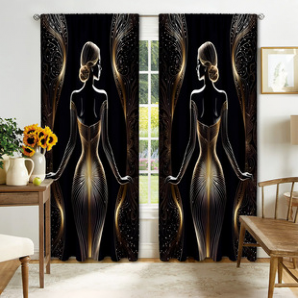 2PCS Christmas curtain factory distributes 3D digital printing cross-border Amazon curtain hot selling patterns