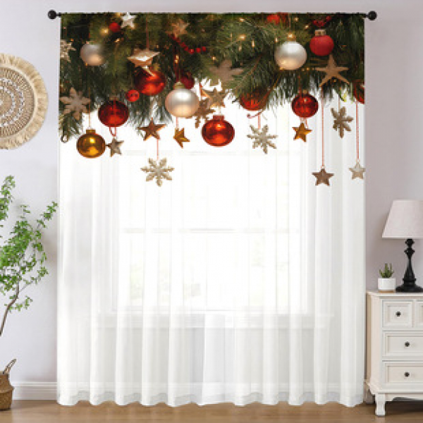 1pc new Christmas series window screen 3D digital printing manufacturer direct sales bedroom living room decoration pole through window screen