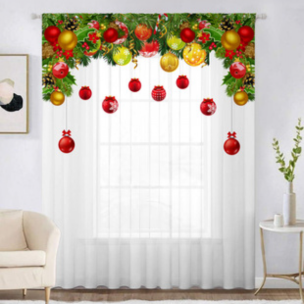 1pc new Christmas series window screen 3D digital printing manufacturer direct sales bedroom living room decoration pole through window screen