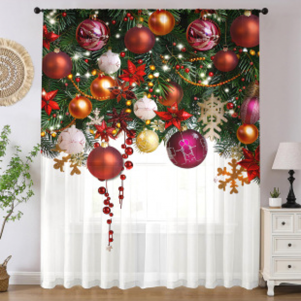 1pc new Christmas series window screen 3D digital printing manufacturer direct sales bedroom living room decoration pole through window screen