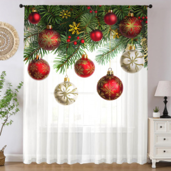 1pc new Christmas series window screen 3D digital printing manufacturer direct sales bedroom living room decoration pole through window screen