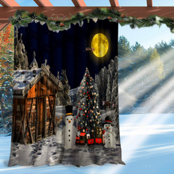 Cross border foreign trade outdoor waterproof curtains and window screens, cross-border Amazon Christmas sun shading and sun protection series