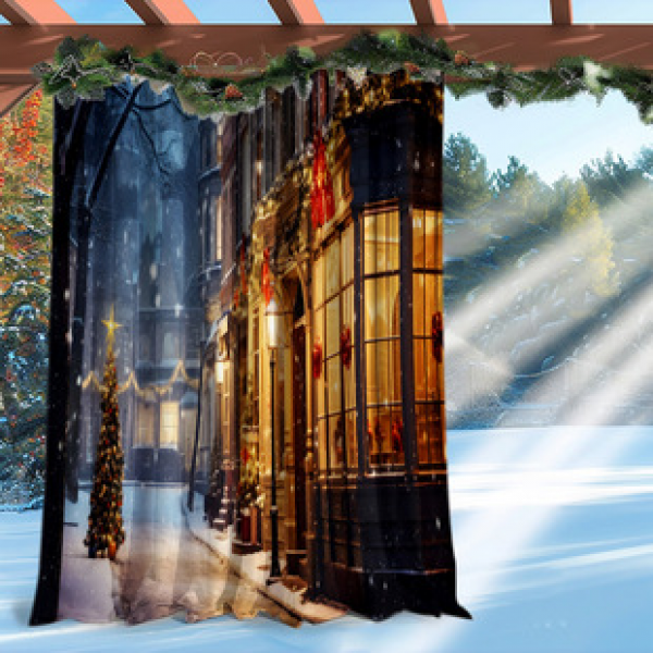 Cross border foreign trade outdoor waterproof curtains and window screens, cross-border Amazon Christmas sun shading and sun protection series