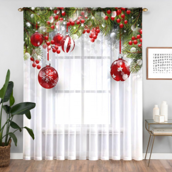 1pc new Christmas series window screen 3D digital printing manufacturer direct sales bedroom living room decoration pole through window screen