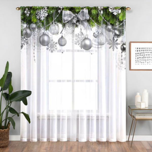 1pc new Christmas series window screen 3D digital printing manufacturer direct sales bedroom living room decoration pole through window screen