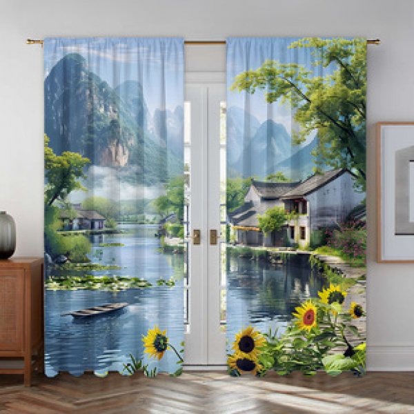 2PCS Flower Character Curtain Factory OEM 3D Digital Printing Cross border Amazon Curtain Hot Selling Pattern