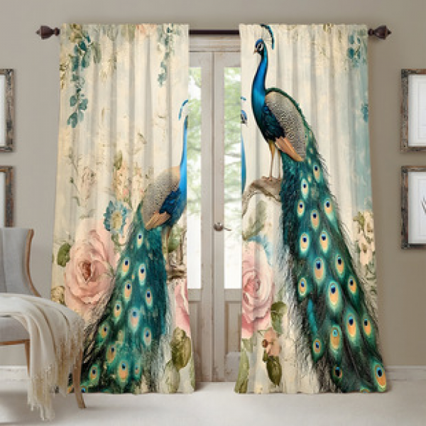 2PCS Flower Character Curtain Factory OEM 3D Digital Printing Cross border Amazon Curtain Hot Selling Pattern