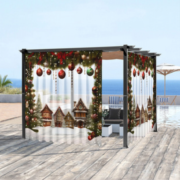 1pc New Cross border Foreign Trade Outdoor Waterproof Curtains and Window Screens Cross border Amazon Christmas Sunscreen Series