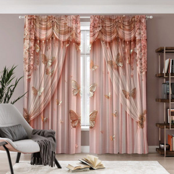 2PCS Flower Character Curtain Factory OEM 3D Digital Printing Cross border Amazon Curtain Hot Selling Pattern