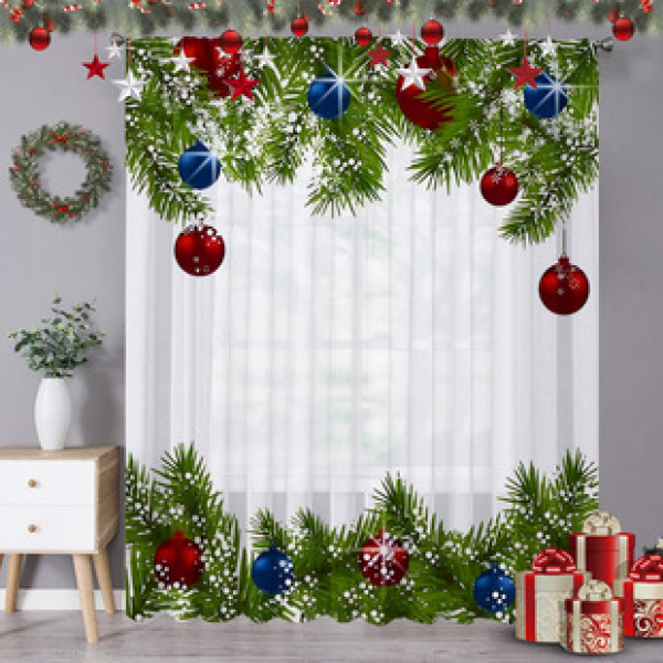 1pc new Christmas series window screen 3D digital printing manufacturer direct sales bedroom living room decoration pole through window screen