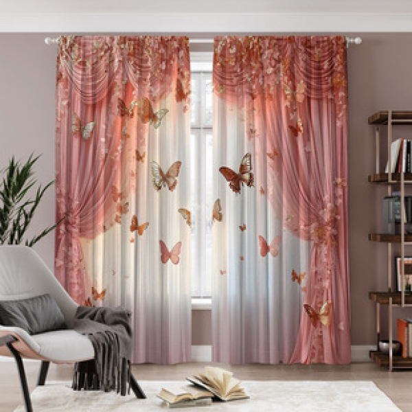 2PCS Flower Character Curtain Factory OEM 3D Digital Printing Cross border Amazon Curtain Hot Selling Pattern