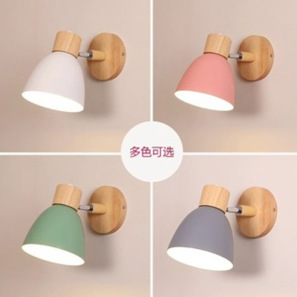 Nordic bedside lamp wall lamp bedroom living room macaron simple LED personalized creative corridor balcony background wall