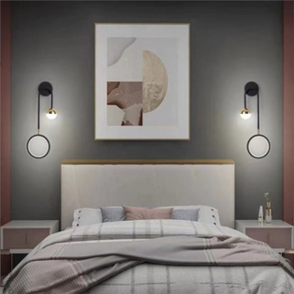 Wall lamp, bedroom bedside wall lamp, modern and simple internet famous Nordic light luxury lamp, creative and personalized living room TV background wall