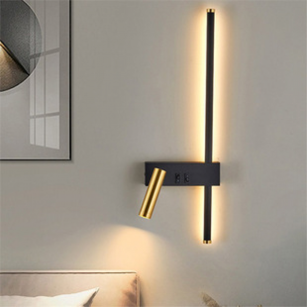 Minimalist long strip wall lamp, modern minimalist living room grille, background wall lamp, spotlight, Nordic bedroom bedside lamp with switch