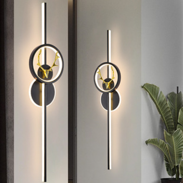 Modern light luxury Nordic creative wall lamp, extremely simple and long strip, bedroom headboard grille, background wall decoration, LED wall lamp