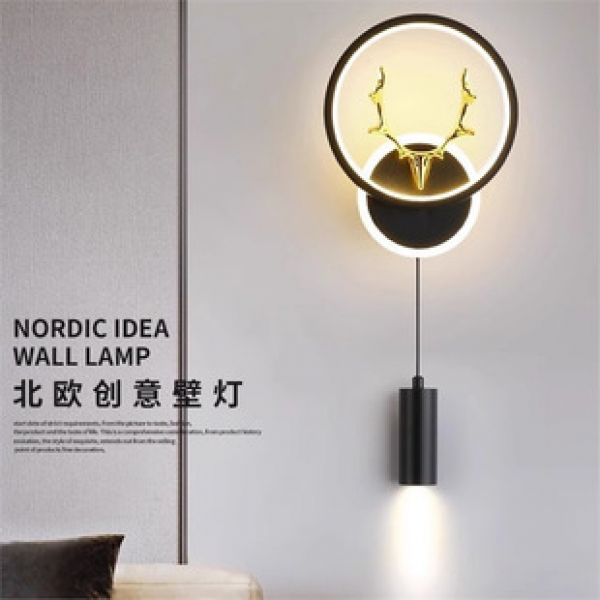 Internet celebrity decorative wall lamp, bedroom and study lamp, creative deer horn LED with spotlight, Tmall intelligent master bedroom bedside lamp