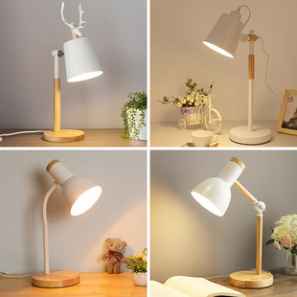 Nordic modern minimalist bedroom bedside lamp, student dormitory desk, macaron learning eye protection solid wood desk lamp