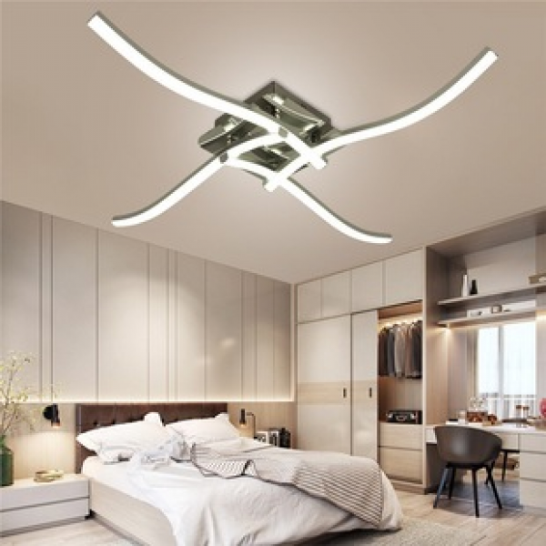 Cross border three fork and four fork wave ceiling light LED remote control living room dining room Nordic modern strip bedroom ceiling light