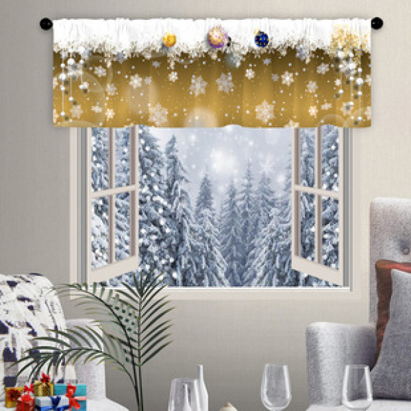 1PC multi-color patterned short curtain kitchen curtain half curtain cross-border Christmas small window decoration polyester cotton
