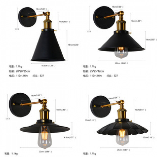 American retro bar counter wall lamp, living room bedroom balcony lighting fixture, aisle iron minimalist bedside lamp, creative industrial style