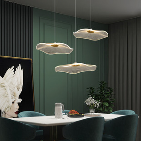 Restaurant lights, Nordic wooden style bedroom headboard pendant light, internet famous creative lotus leaf dining table and bar desk lamp, Zhongshan lighting fixtures