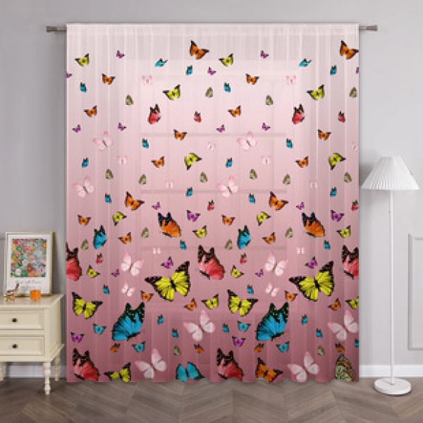 1pc new colorful patterned window screen 3D digital printing bedroom living room decoration manufacturer direct sales through pole window screen