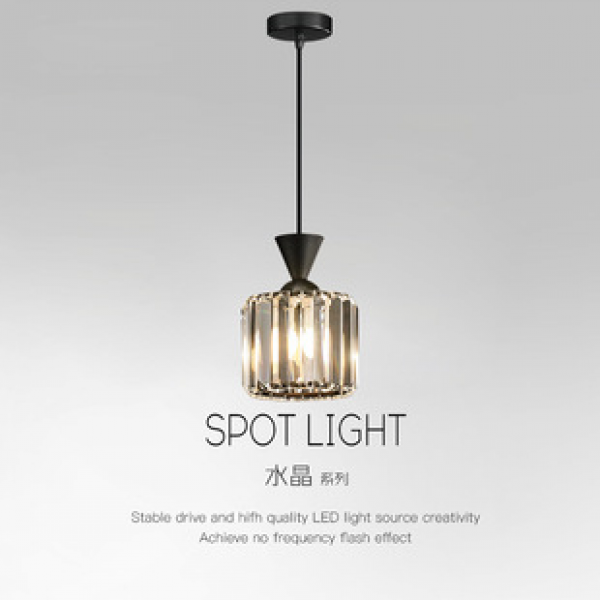 Modern light luxury master bedroom bedside small pendant light, simple bar counter entrance lighting, room single head hanging wire crystal lighting fixture