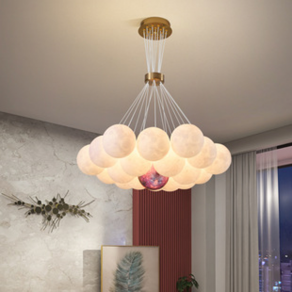 Nordic living room master bedroom pendant light creative cream wind internet famous planet moon children's room bubble lamp restaurant lighting
