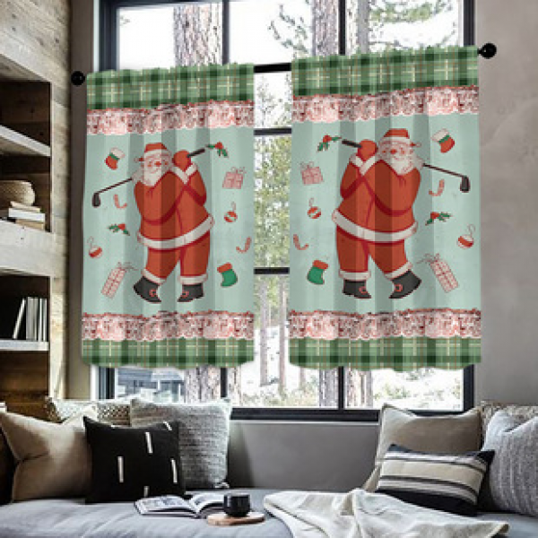 2pcs Christmas kitchen short curtain floral pattern cross-border hot selling factory direct supply 3D digital printing waterproof and oil resistant