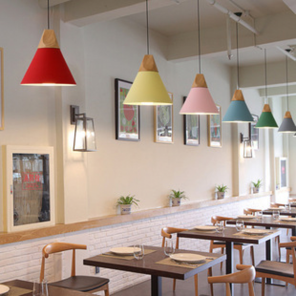Minimalist and personalized Nordic style restaurant chandelier, retro creative homestay lighting lampshade, self-service restaurant shop hanging line lamp