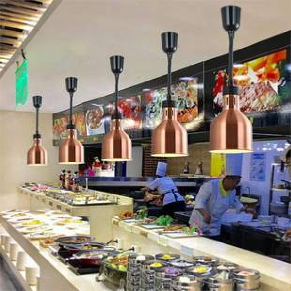 Single head retractable food insulation lamp, self-service restaurant lamp, fast food restaurant, barbecue restaurant, commercial supermarket, nut baking lamp, pendant light