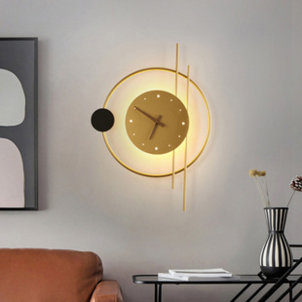 Postmodern Nordic Clock Wall Light Simple True Clock Living Room Bedroom Study Room Model Room Corridor Exhibition Hall Wall Light