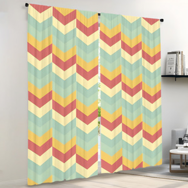 2PCS geometric abstract curtain factory distributes 3D digital printed curtain products for cross-border Amazon curtain sales