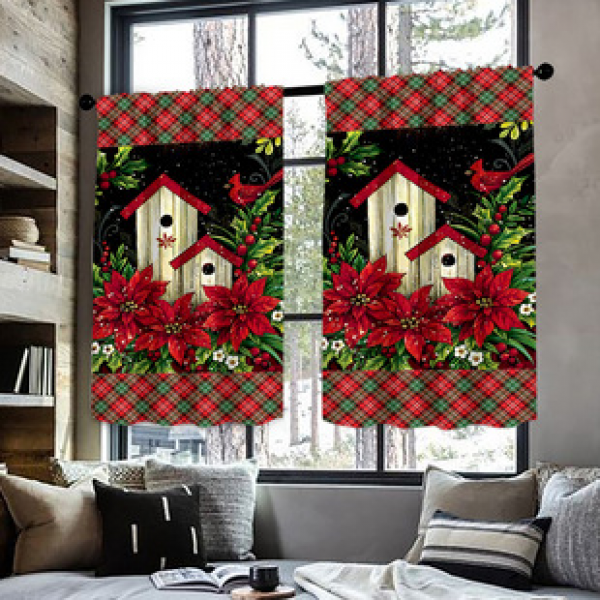 2pcs kitchen short curtain cartoon pattern cross-border hot selling factory direct supply 3D digital printing waterproof and oil resistant