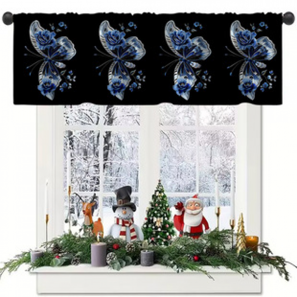 1PC floral short curtain kitchen curtain half curtain cross-border small window decoration polyester cotton