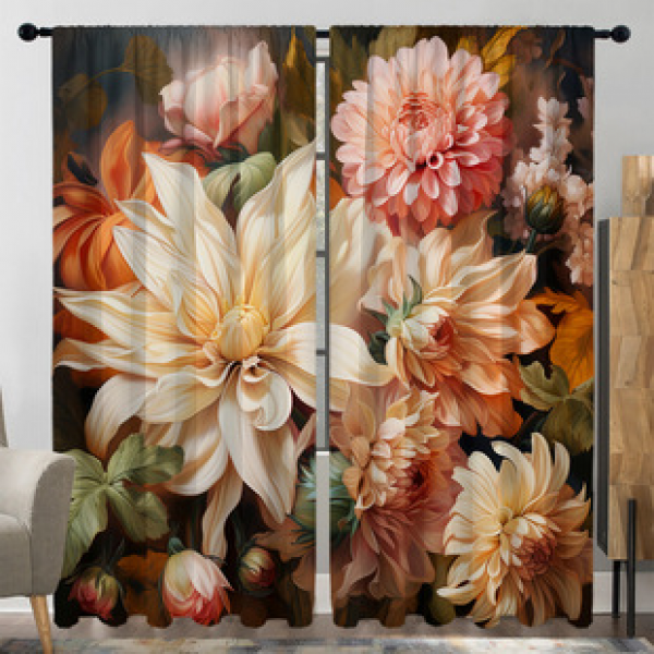 2PCS curtain factory distributes 3D digital printed curtain products for cross-border Amazon curtain hot selling patterns