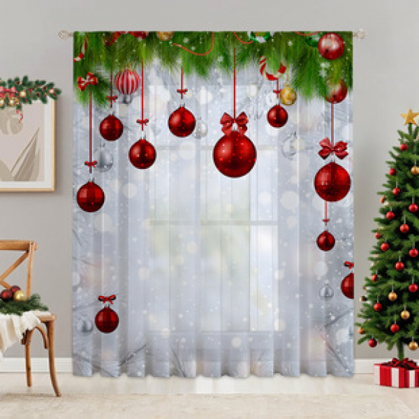 1pc new Christmas series window screen 3D digital printing manufacturer direct sales bedroom living room decoration pole through window screen
