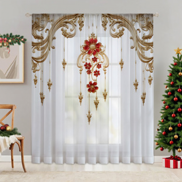 1pc new Christmas series window screen 3D digital printing manufacturer direct sales bedroom living room decoration pole through window screen