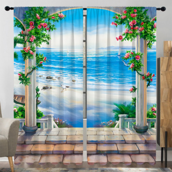 2PCS animal and plant curtain factory distributes 3D digital printing cross-border Amazon curtain hot selling patterns