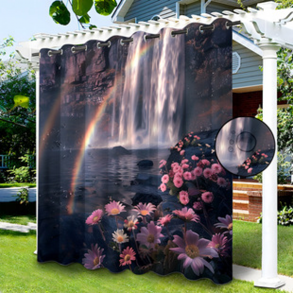Cross border Foreign Trade Outdoor Waterproof Curtains and Window Screens Cross border Amazon Modern Pavilions Sunscreen Forest Series