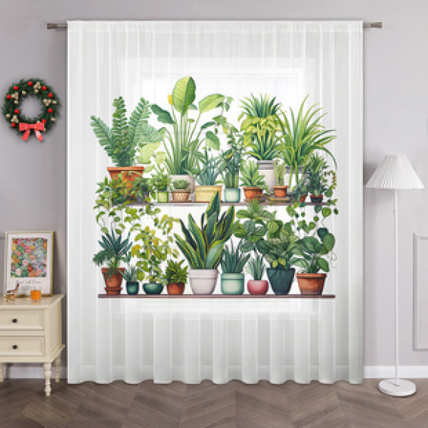 1pc new light luxury patterned window screen 3D digital printing bedroom living room decoration manufacturer direct sales through pole window screen