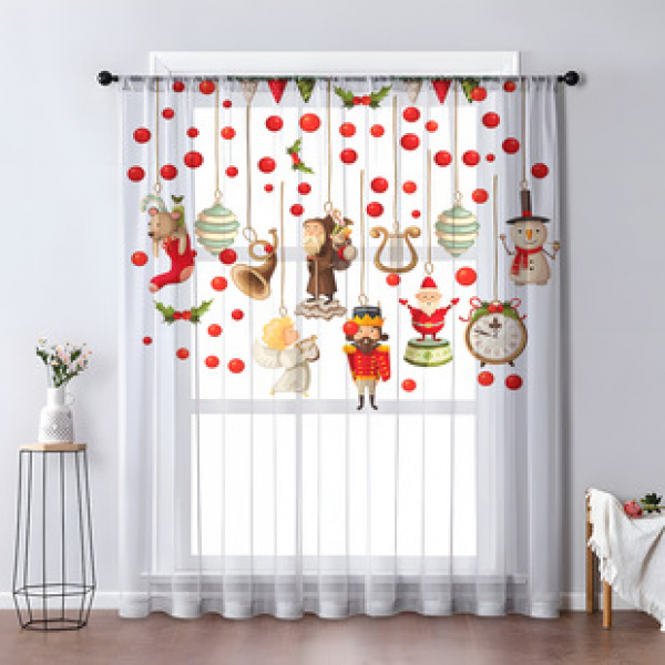 1pc new Christmas series window screen 3D digital printing manufacturer direct sales bedroom living room decoration pole through window screen