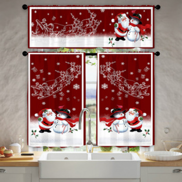 Manufacturer provides cross-border e-commerce platform with digital printing, kitchen small windows, boutique short curtains, and factory distributes Christmas series