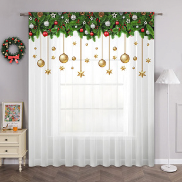 1pc new Christmas series window screen 3D digital printing manufacturer direct sales bedroom living room decoration pole through window screen
