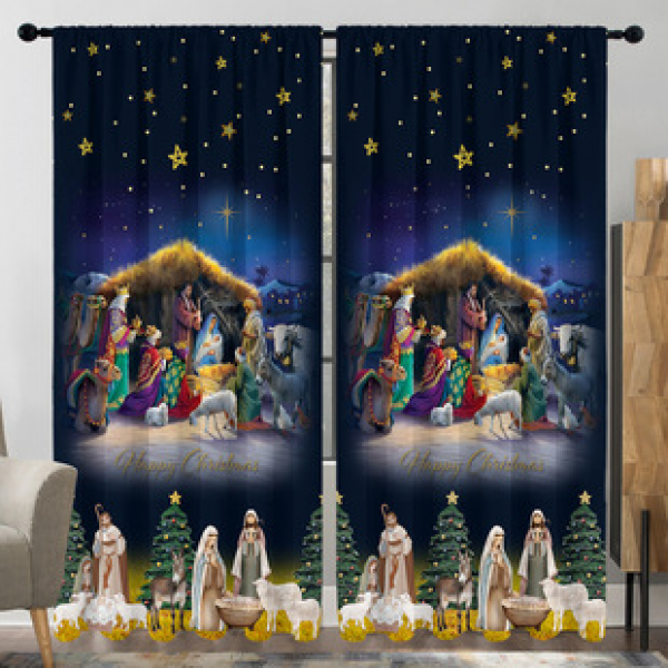 2PCS Geometric Abstract Curtains Factory Delivers 3D Digital Printing Cross border Amazon Curtains Hot Selling Pattern